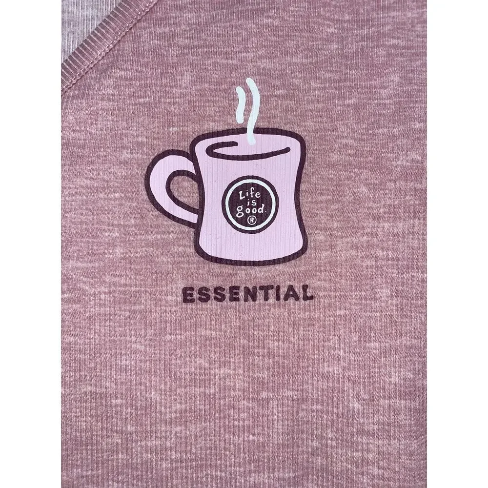 Life Is Good Womens "Essential" coffee mug Pajama Top NEW - Picture 4 of 7